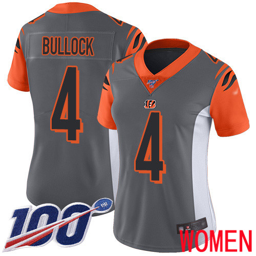 Cincinnati Bengals Limited Silver Women Randy Bullock Jersey NFL Footballl #4 100th Season Inverted Legend->cincinnati bengals->NFL Jersey